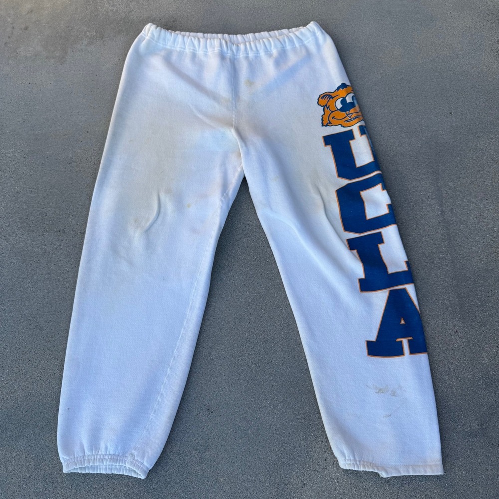Vintage Logo 7 UCLA Bruins Sweatpants Mens Large White Heavyweight Joe Bruin 90s